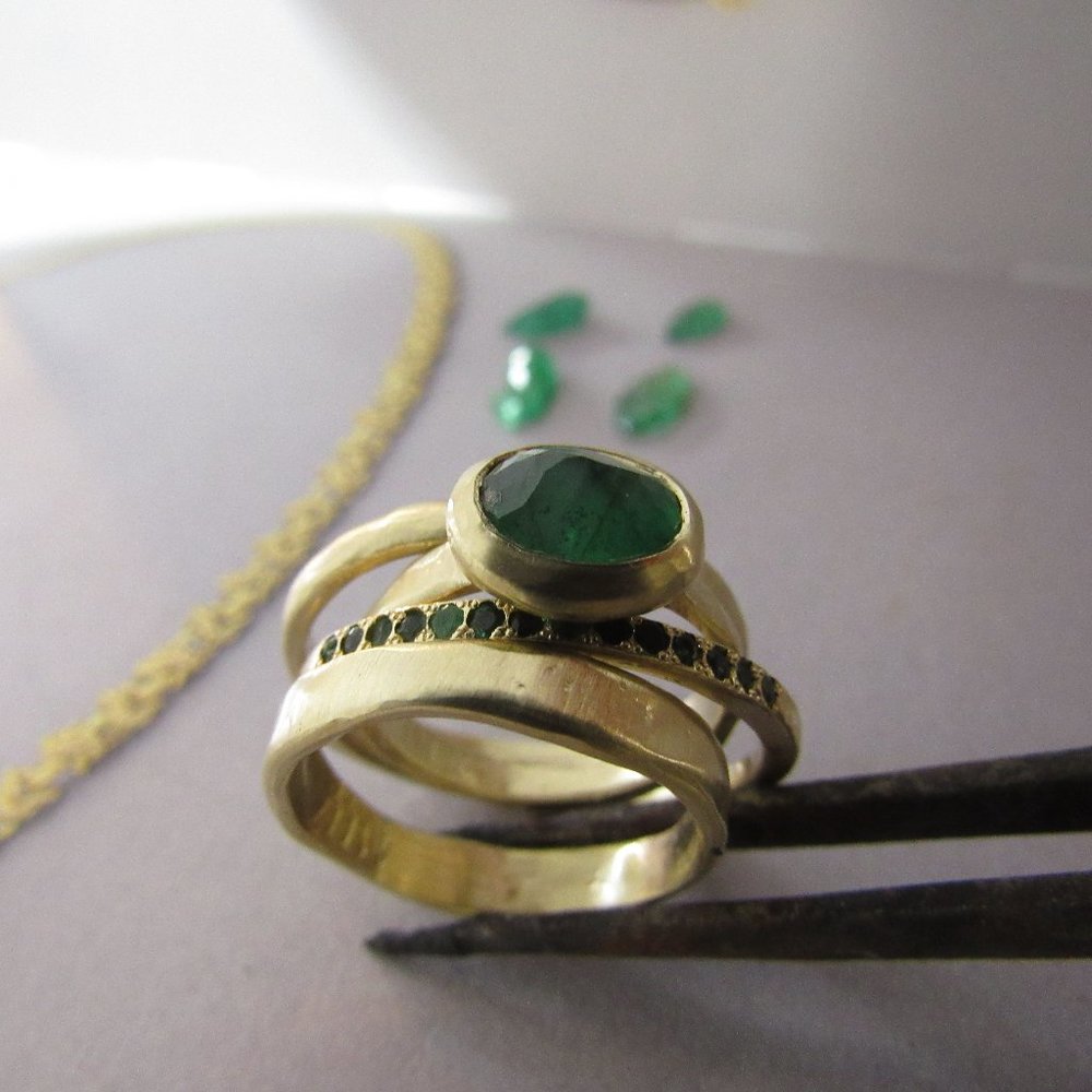 Emerald rings. Combination of Green celebration.